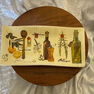 Mediterranean Olive Oil Kitchen Plaque - Yellow & Green